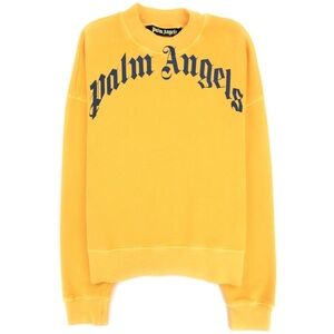 Palm Angels Yellow Logo Cotton Jersey Sweatshirt size XS, unisex